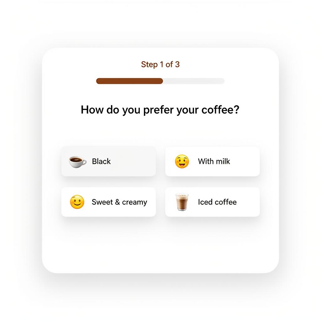 Product-quiz widget met een vraag en antwoordopties in een webshop